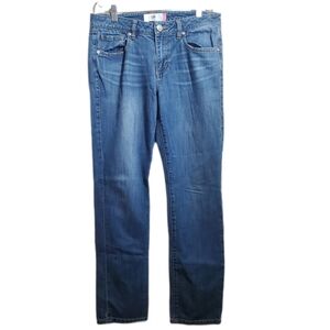 CAbi Straight Leg Jeans Woman's Size 6 Medium Wash 9" Rise EUC